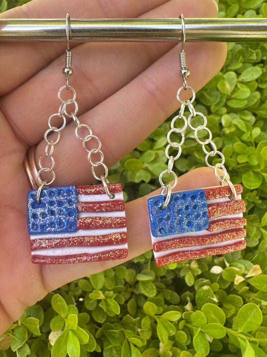 Small flag clay earrings