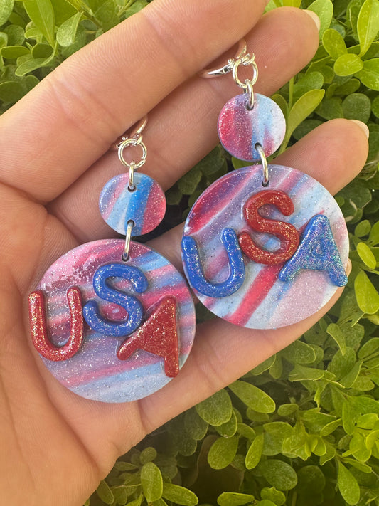 Large USA clay earrings