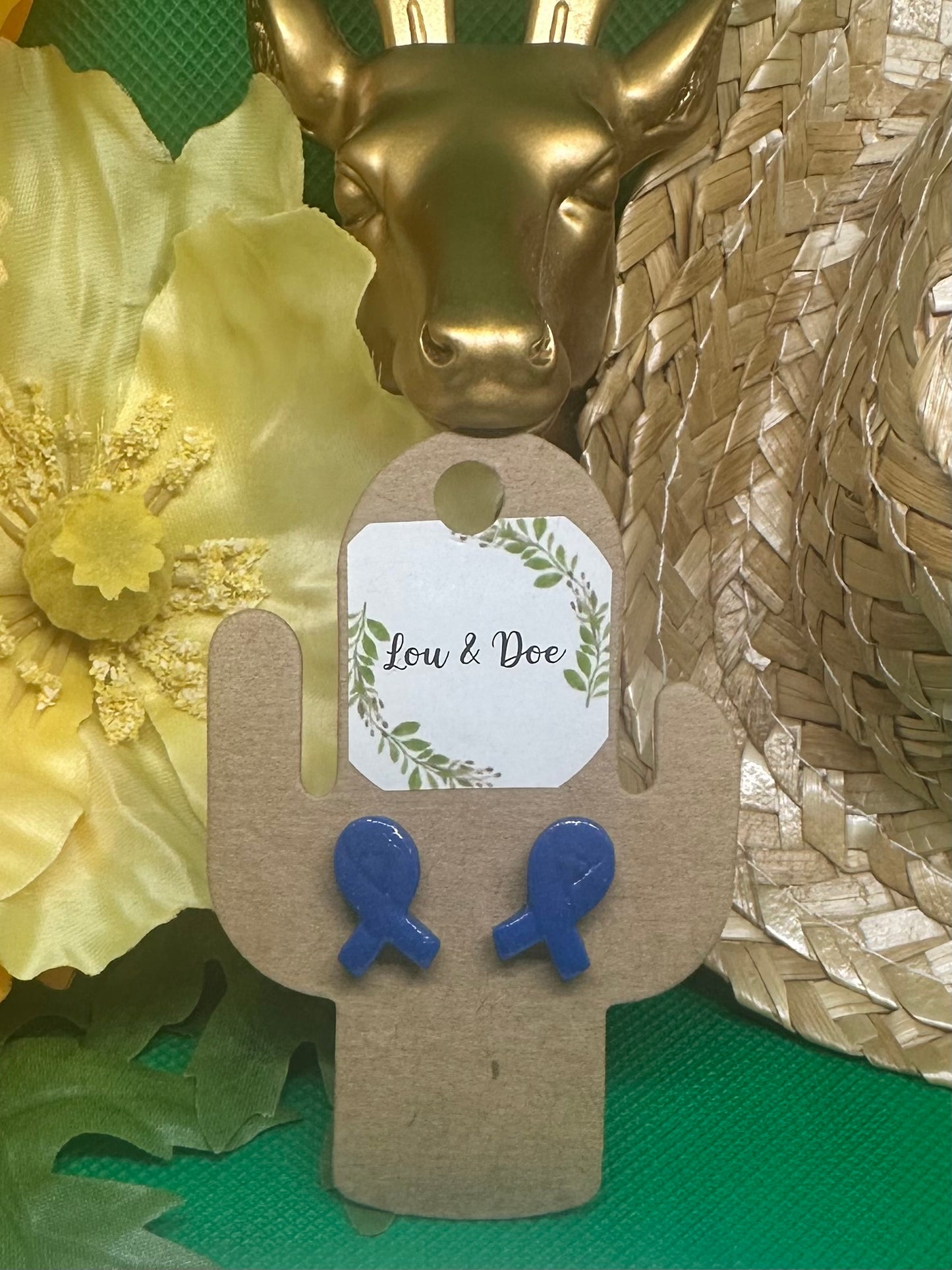 💙Alopecia Awareness Ribbon clay studs (small)💙