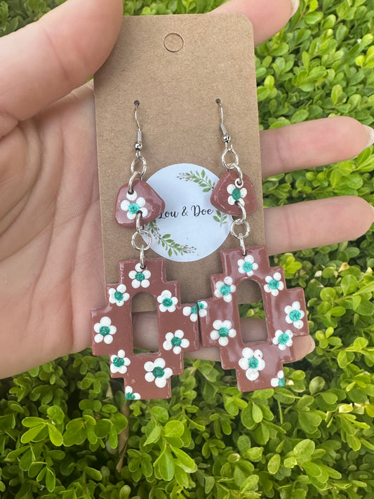 Large Mexican terracotta inspired clay earrings