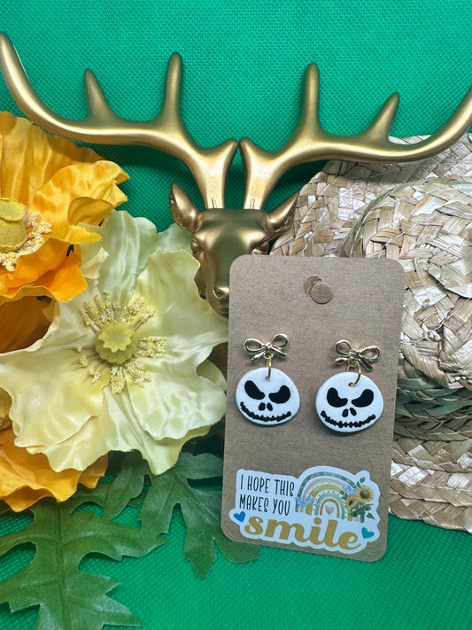 🎃pumpkin king with gold bow dangle earrings🎃