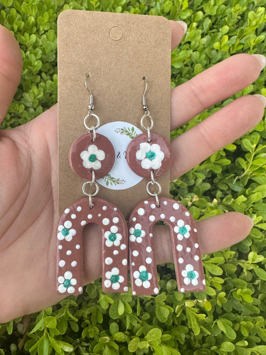 Large Mexican terracotta inspired clay earrings