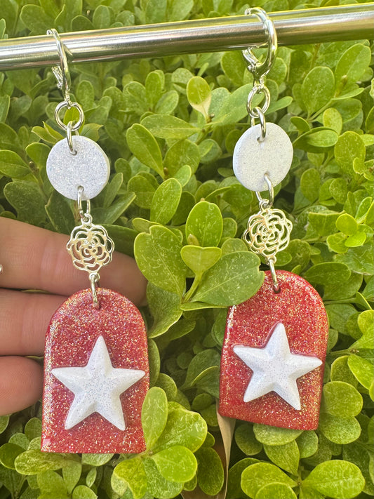 Medium star clay earrings