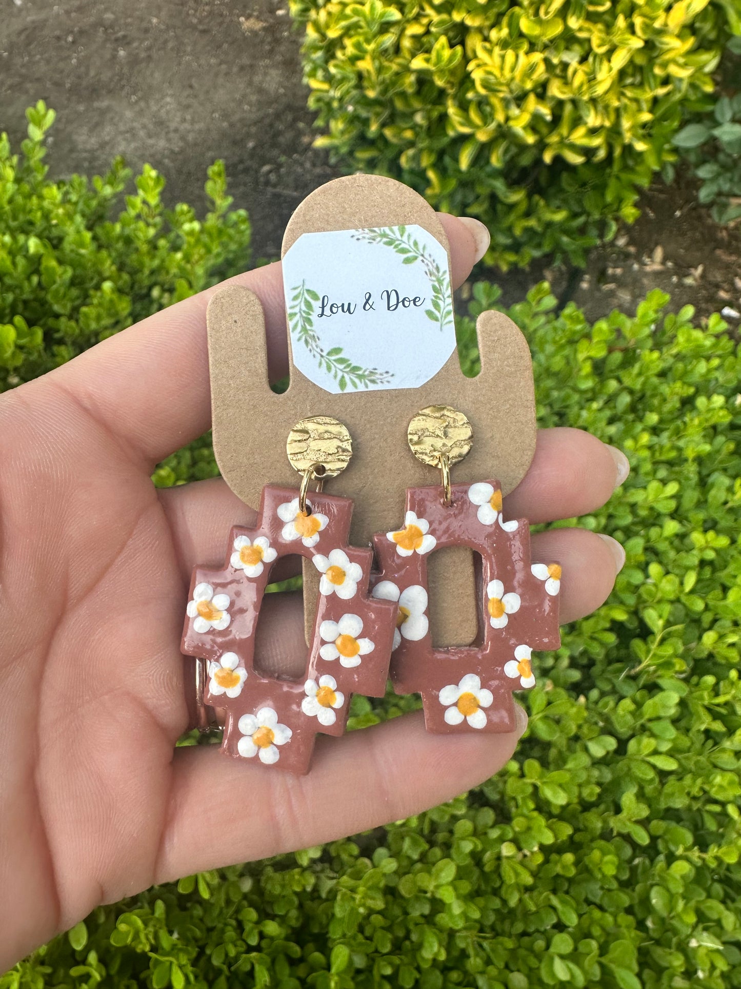 Medium Mexican terracotta inspired clay earrings