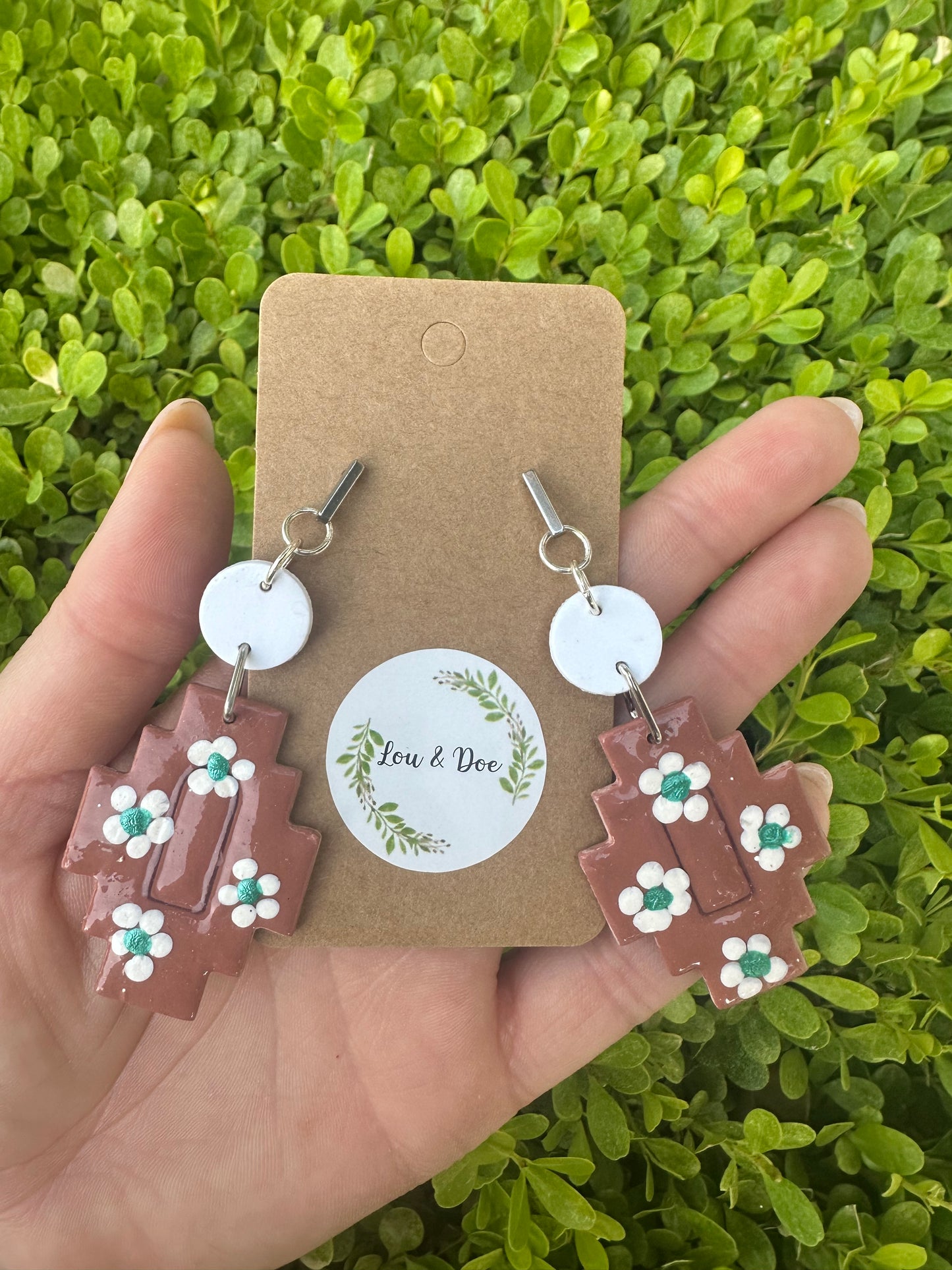 Medium Mexican terra-cotta inspired clay earrings