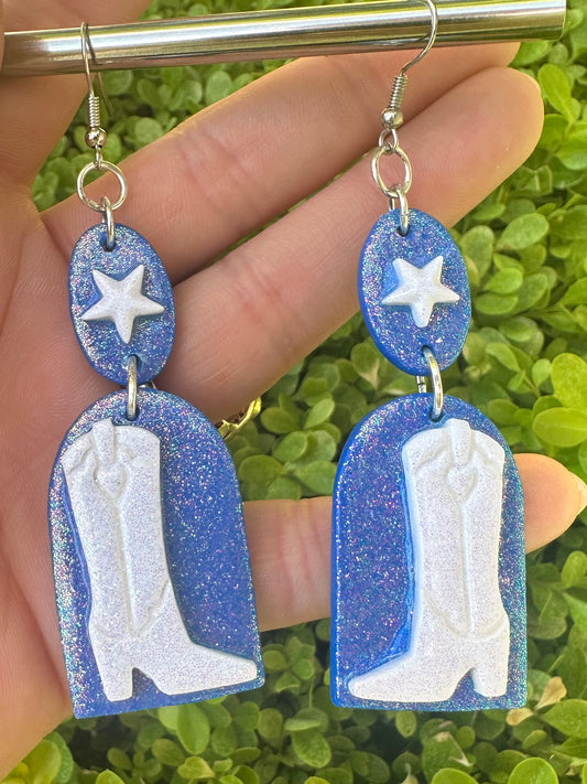 Large boot clay earrings