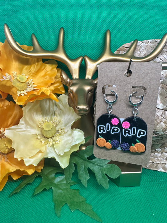 🪦silver tombstone dangle earrings🪦