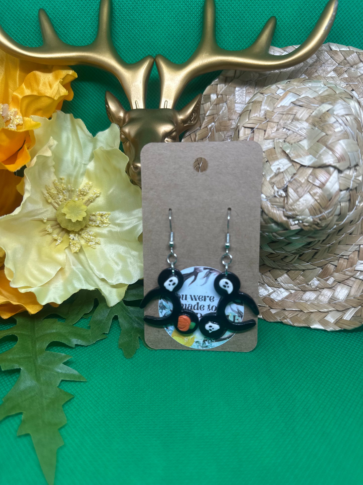 👻🐭spooky mouse ears dangle earrings on silver shepherds hooks🐭👻
