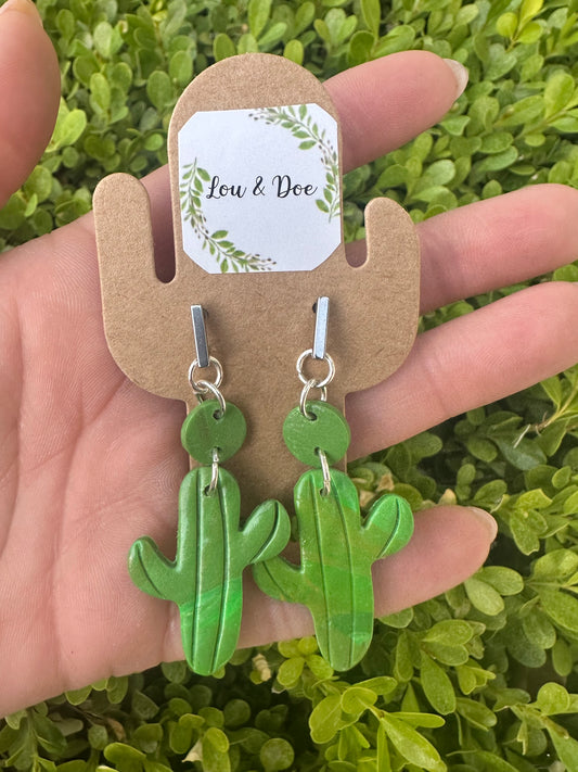 Medium saguaro clay earrings