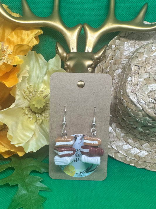 📚stacked books dangle earrings in silver📚