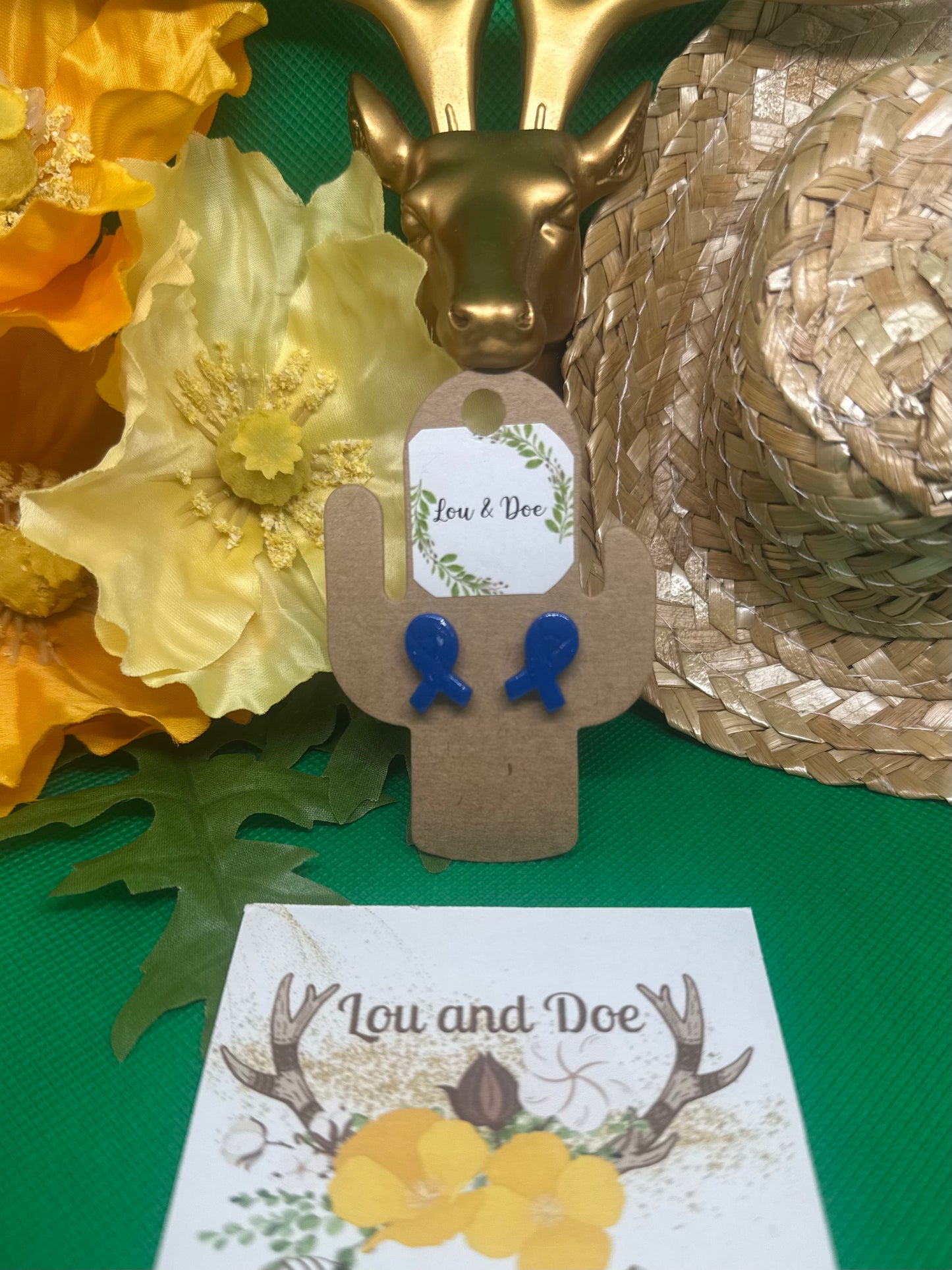 💙Alopecia Awareness Ribbon clay studs (small)💙