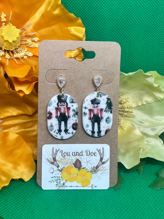 🥜Nutcracker dangle earrings on gold with rhinestone findings🥜￼