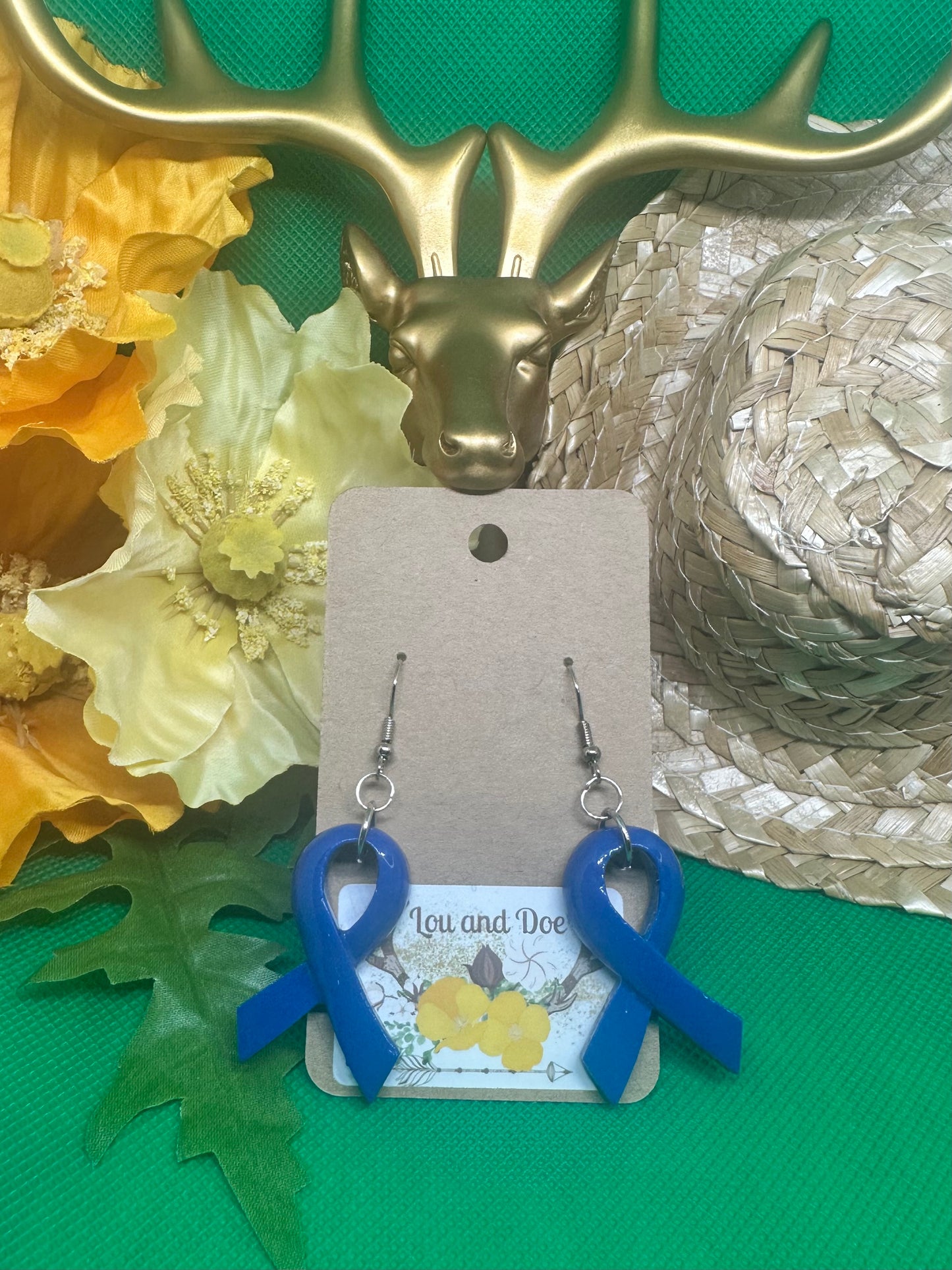 💙Large Alopecia Awareness ribbon clay earrings💙