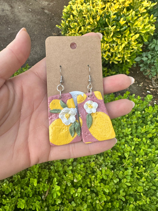 Medium lemon clay earrings