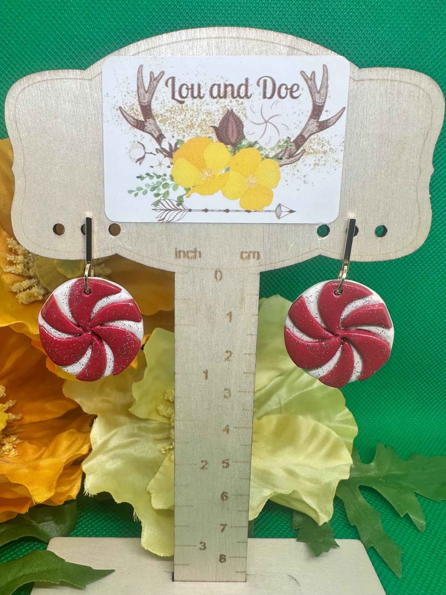 🔴peppermint dangle earrings on post findings 🔴