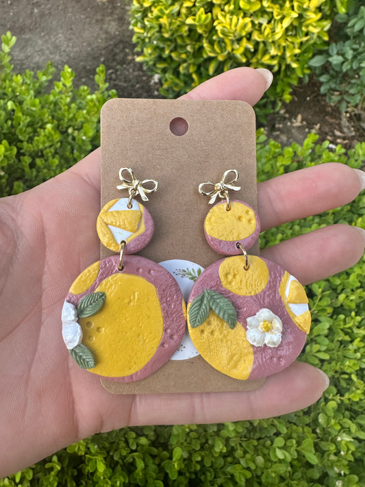 Large lemon clay earrings