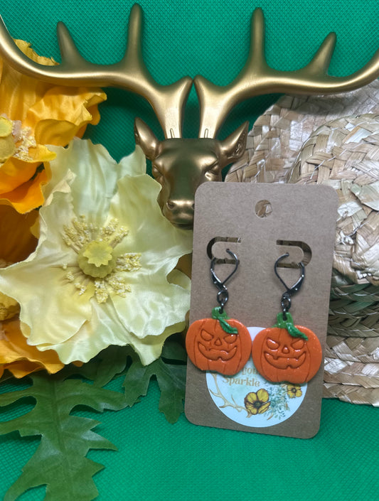 🎃jack-o’-lantern dangle earrings on black stainless steel clasps🎃