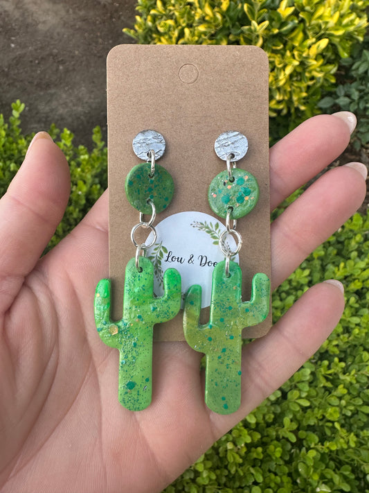 Medium saguaro clay earrings