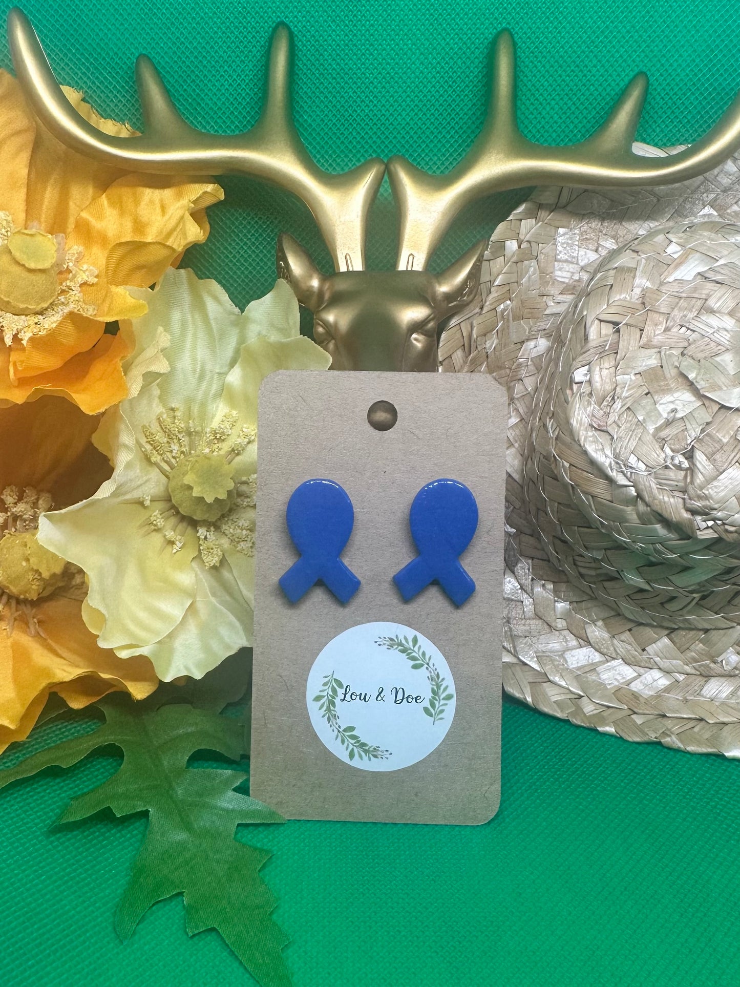 💙Alopecia Ribbon Large clay studs💙