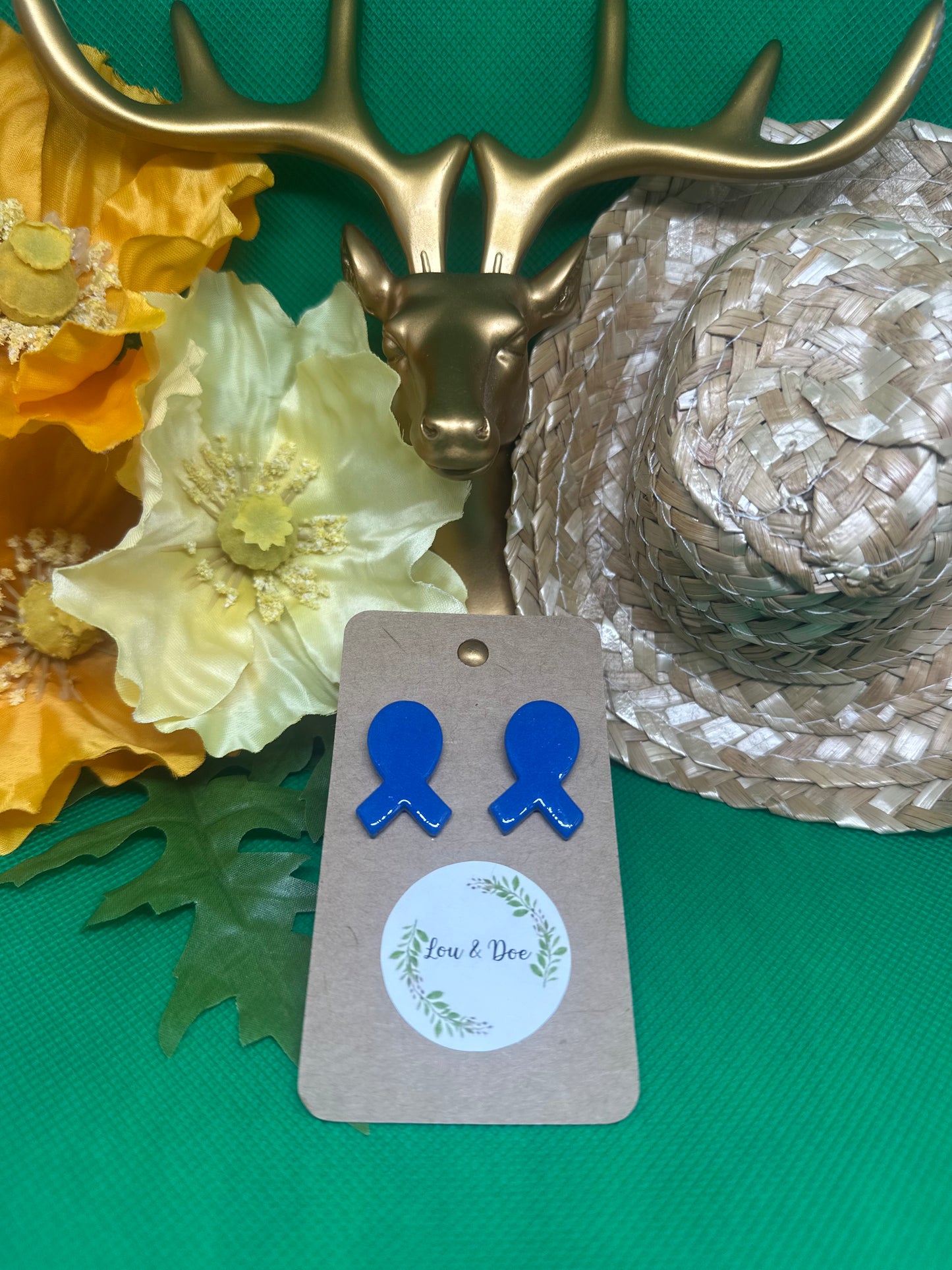 💙Alopecia Ribbon Large clay studs💙