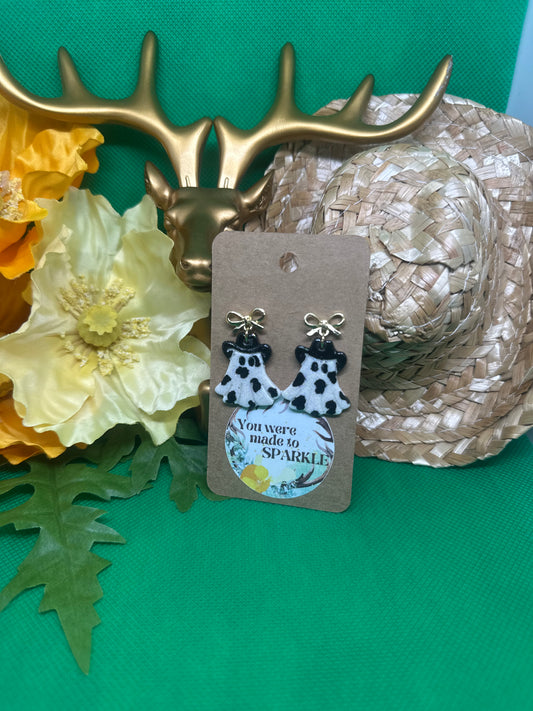 🤠👻cowboy ghosts dangle earrings on gold bow findings👻🤠