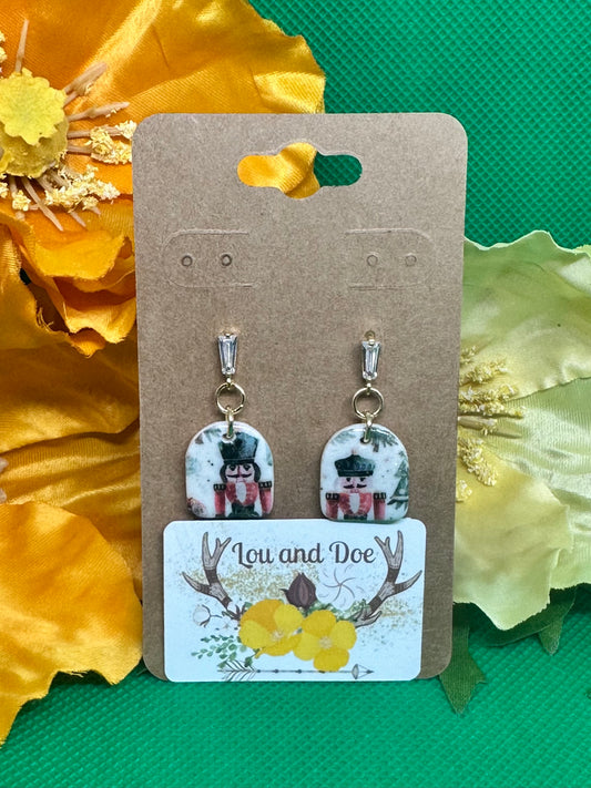 🌲nutcracker earrings on gold with rhinestone findings🌲￼