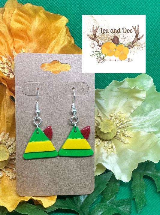 🎄Elf hat dangle earrings on silver shepherds hooks🎄