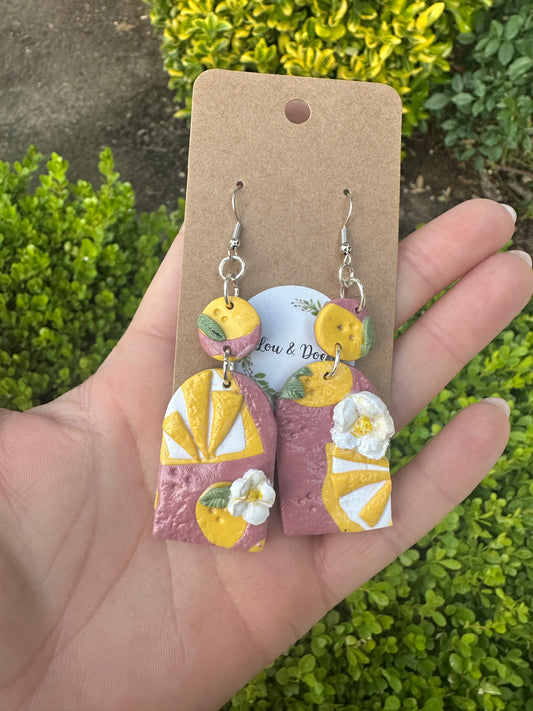 Medium lemon clay earrings