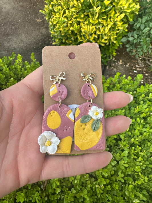 Medium lemon clay earrings