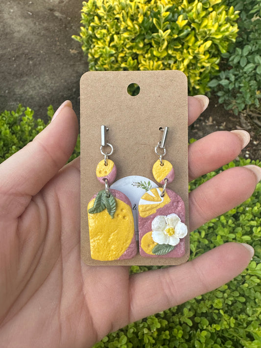 Small lemon clay earrings